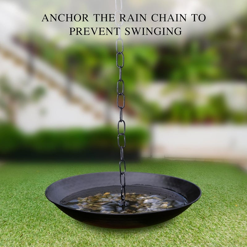 Voltogar 11-Inch Black Rain Chain Basin – Decorative Metal Bowl for Downspout Gutters, Outdoor Garden, Lawn & Patio Water Features – Heavy-Duty Anchoring Basin for Rain Chains - Image 5